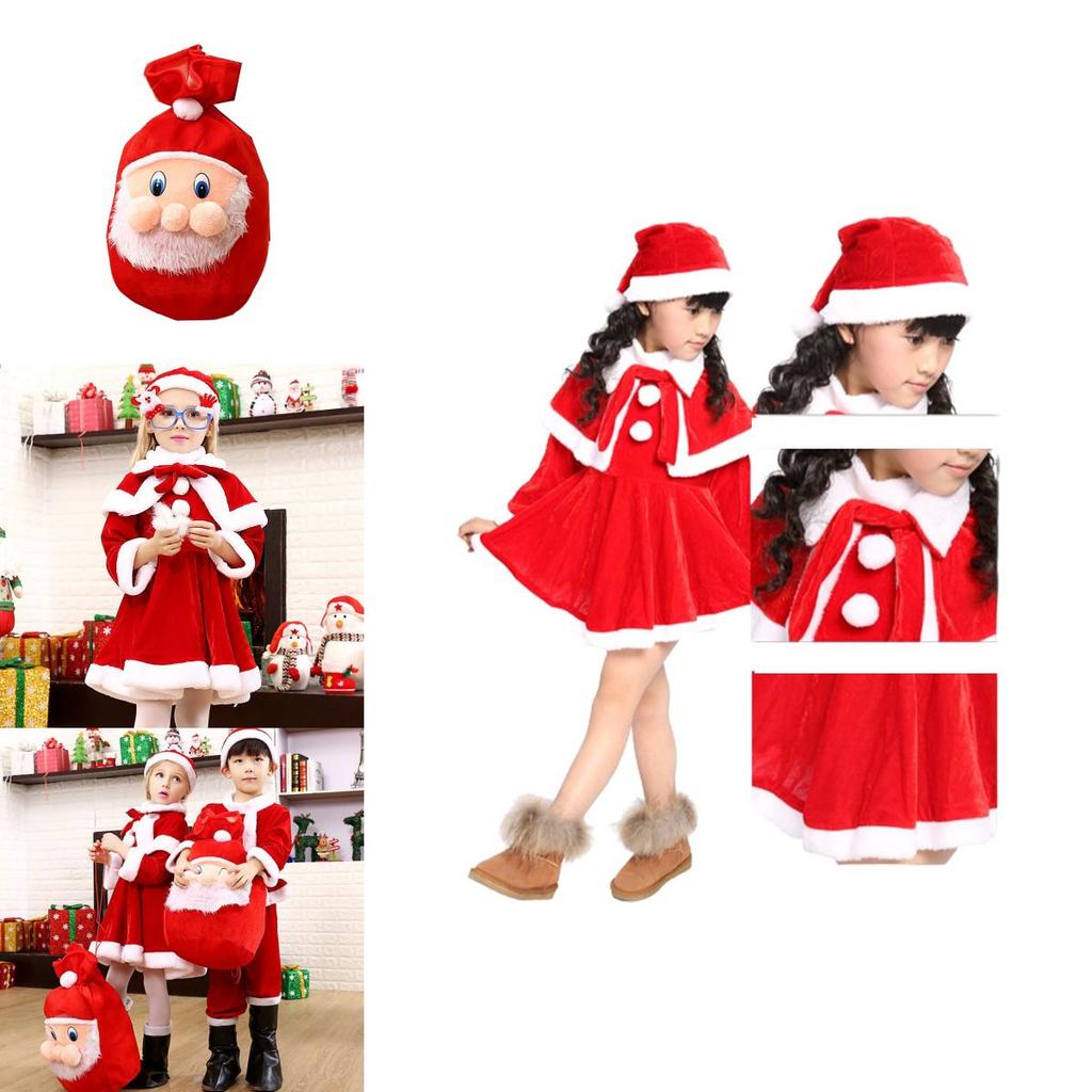 Kids Xmas Outfit Boys Girls Santa Claus Cosplay Costume Christmas Clothes
