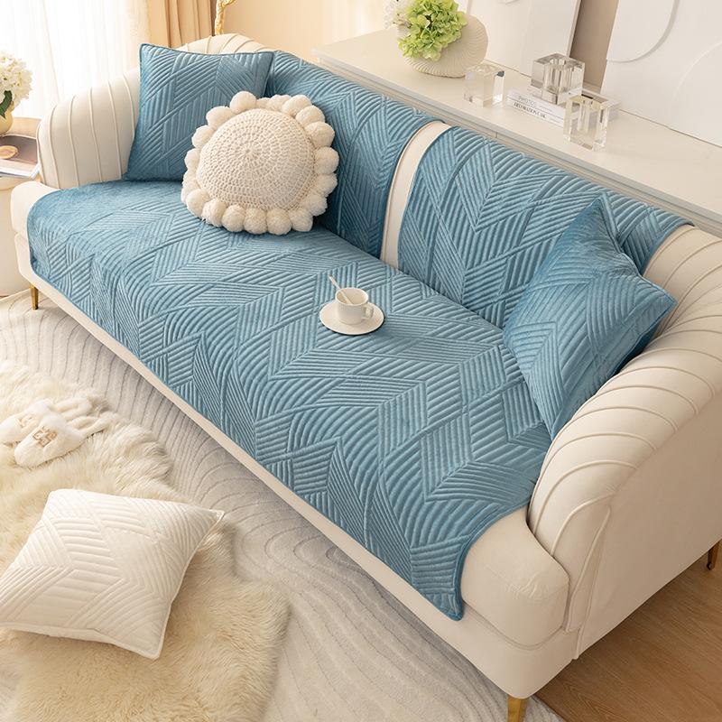 Sofa Cushion for All Seasons, Non-slip, Thickened Plush Cushion for Winter, Simple Modern Sofa Cover with Cloth Towel