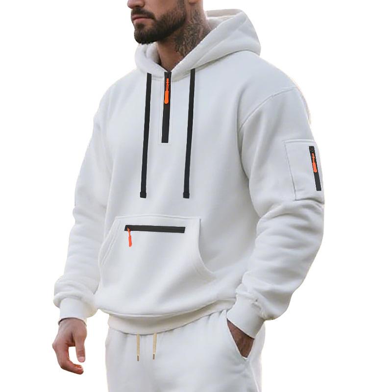 Men’s Autumn/Winter Hooded Sweatshirt: Heavyweight Fleece-Lined Pullover Sports and Casual Jacket