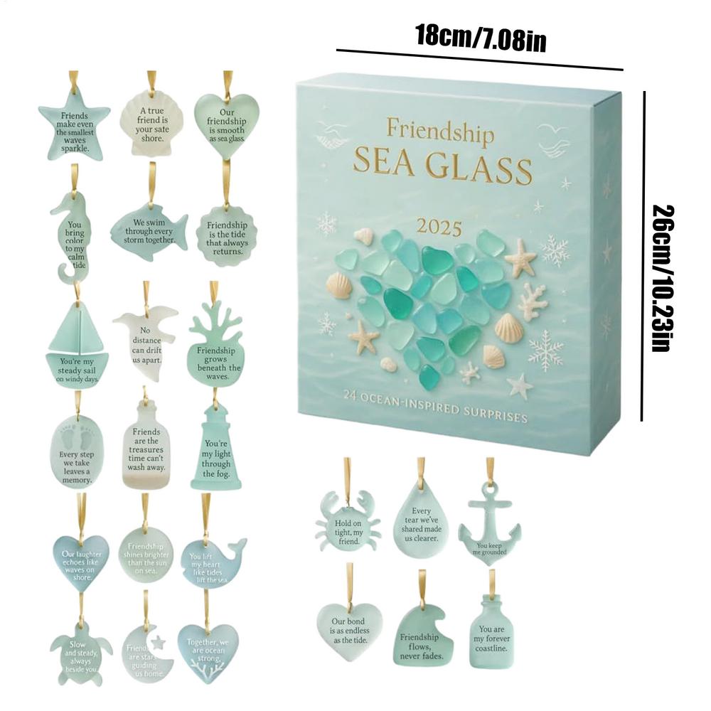 

Christmas Calendar Advent 2D Acrylic Party Favor Friendship Sea Glass Calendar Advent 2025 for Friends Tree Party Kitchen Patio 24PCS