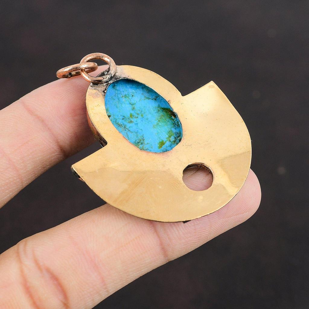 Arizona Turquoise Pendant Copper Pendant Genuine Gemstone Pendant Boho Style Jewelry Chain Pendant Handmade Copper Jewelry Pendant For Women