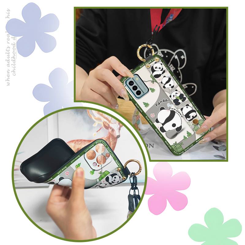 Back Cover Silicone Phone Case For Nokia G22 Dirt-resistant Ring Soft case Cute Panda Waterproof Kickstand Durable