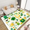 St Patricks Day Rug Irish Clover Shamrock Decor Green Gold Harp Carpet Holiday Floor Mat Soft Non-Slip Home Living Room Decor