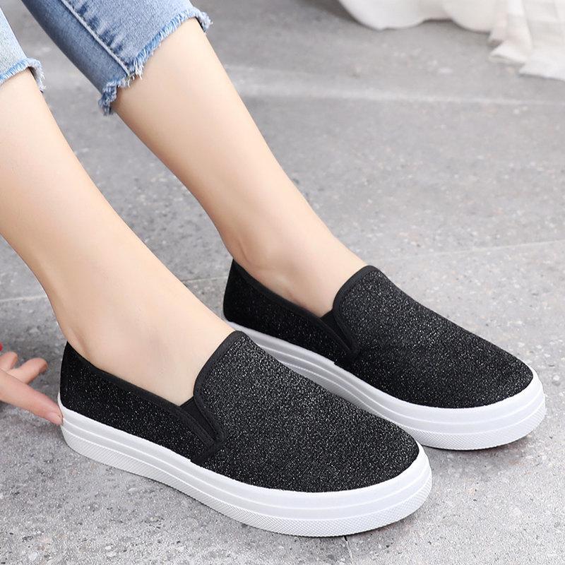 Spring and Autumn new cloth shoes women's old Beijing Korean version one-pedal lazy flat canvas shoes versatile breathable casual shoes