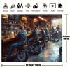 Biker Pub Szene Wandteppich Retro Motorradfahrer Wanddekoration für Man Cave