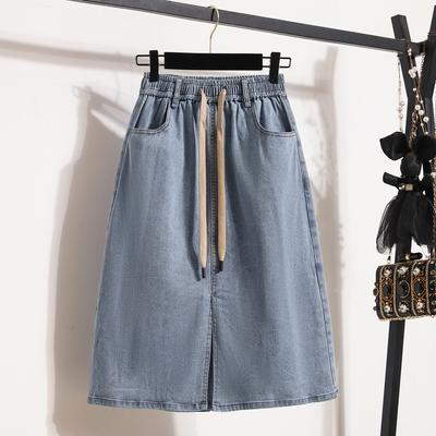 DIMANAF 2025 Plus Size Summer Denim Skirts Women Thin Elastic Casual Fashion A-Line Jeans Skirt High Waist