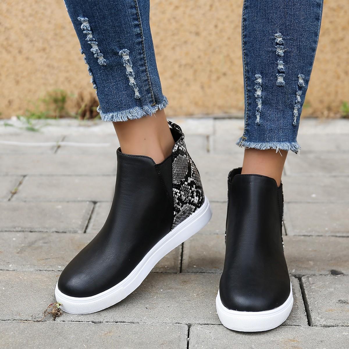 

Весенние модные женские непромокаемые ботильоны, женская удобная обувь на плоской подошве, зимние нескользящие ботильоны, женские повседневные кроссовки 42 чёрный