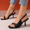Fashion Fine Heeled Shoes Sandals Ladies Slip on Square Toe Navy Blue Pumps Lace-Up Roman Style Stiletto African Latest High Heel Pumps