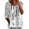 Women's Fashion Casual Three-quarter Sleeve Loose Round Neck Button Floral Print Top