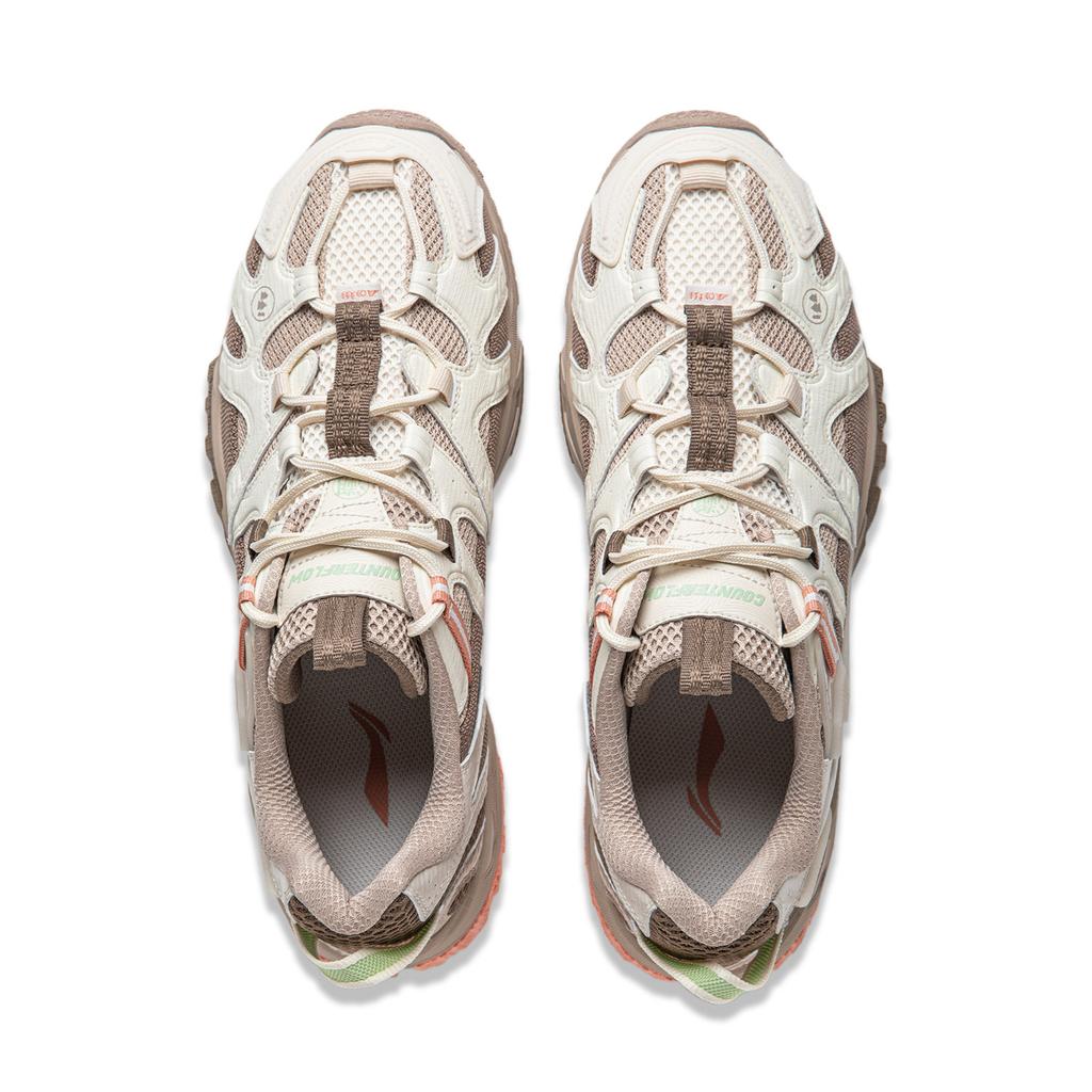 Li-Ning CF Exploration Series Shock Absorbing Durable Low-Top Casual Shoes Men sneaker Gray Brown AGLU073-5