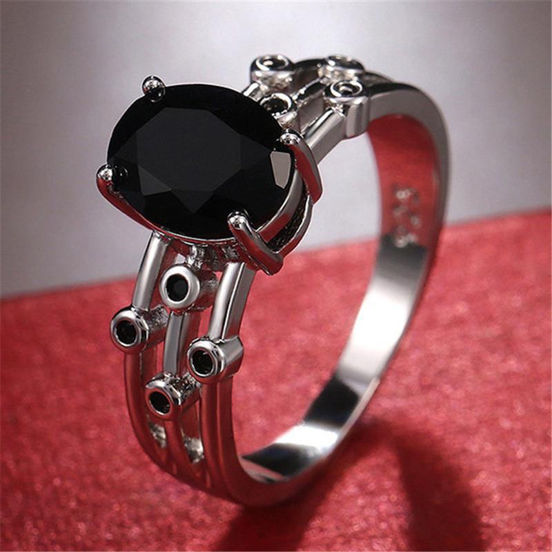 

Кольцо с черным камнем Sterling для женщин, модный трехрядный аксессуар, идеальный для танцевальных вечеринок, подходящих платьев, подарок для девочек 8