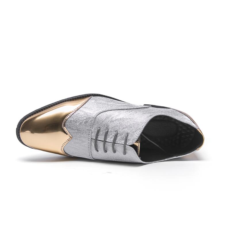 Men Derbys Gold Silver Wedding Dress Dance Shoes Leather Shoes Business Formal Shoes Tuxedo Prom Blazers Shoes Large Size