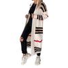 Maglione cardigan lavorato a maglia a righe lunghe da donna autunno e inverno