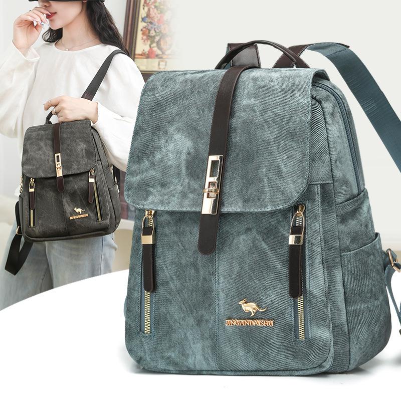 Schoolbag Backpack Women's 1011 New Korean Version Simple Fashion Backpack Commuting Trendy with Large Capacity Shoulder Leisure Bag