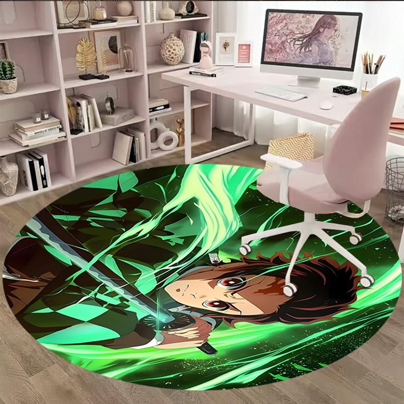 1pc Kamado Tanjiro Carpet, Round Rug, Comfortable, Suitable for Entryways, Living Rooms, Office, And Bedrooms, Christmas Decoration