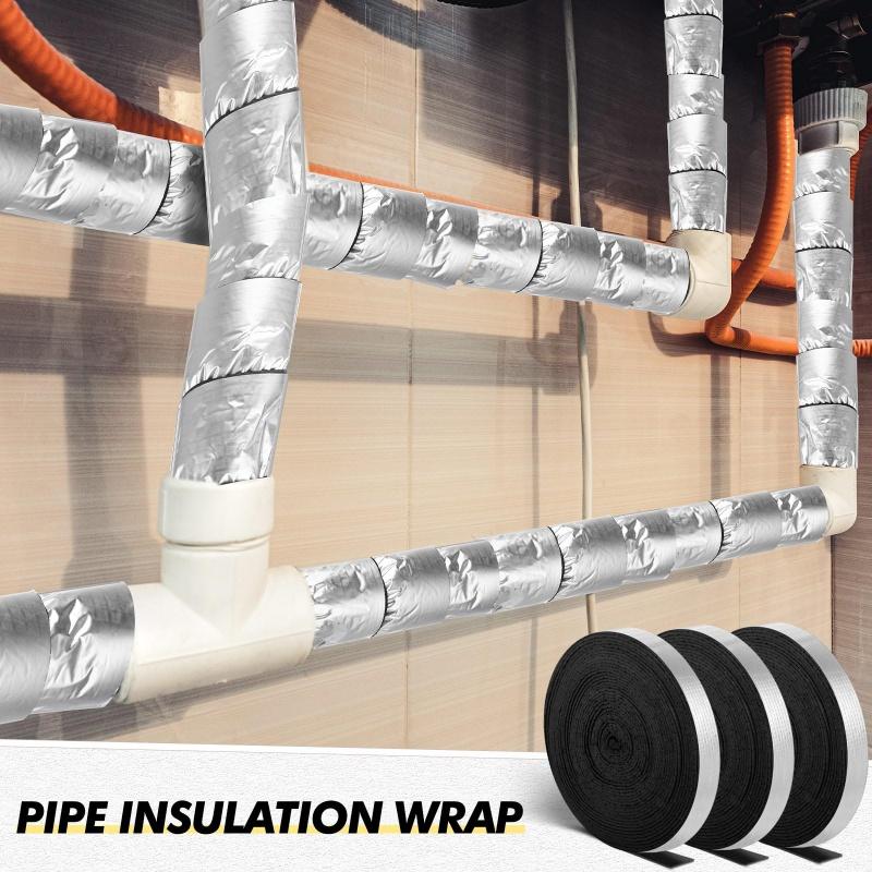10M/Roll Foiled Fiberglass Pipe Insulation Wrap Winter Exterior Duct Covers Self-adhesive Duct Wrap Insulating Tape,Pipes Freeze