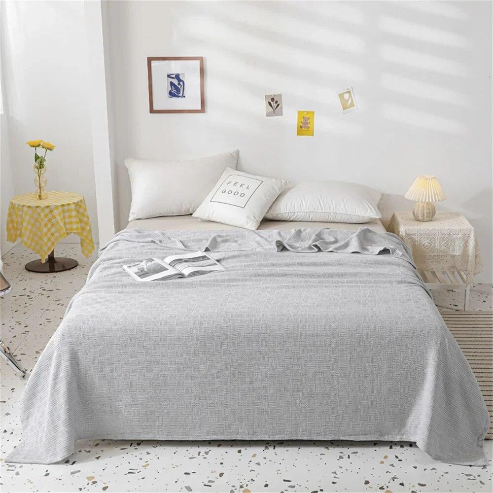 Soft Cozy 100% Cotton Throw Blanket Wide 100cm/150cm/180cm/200cm Plain Knitted Sofa Bed Cover Bedspreads Home Decor Thin Blanket