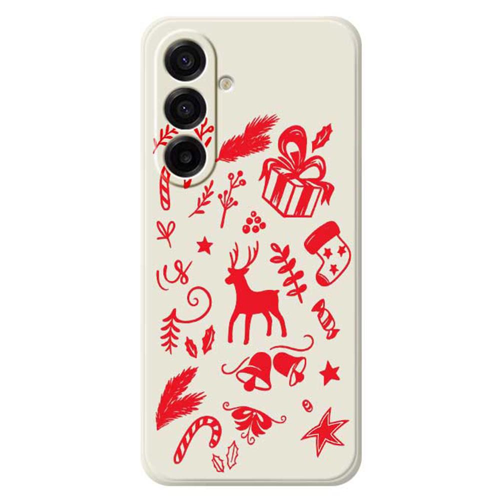 Für Samsung Galaxy A17 5G Hülle Handgezeichnetes Weihnachtsmuster Druck Gerader Rand TPU Handy Rückseite