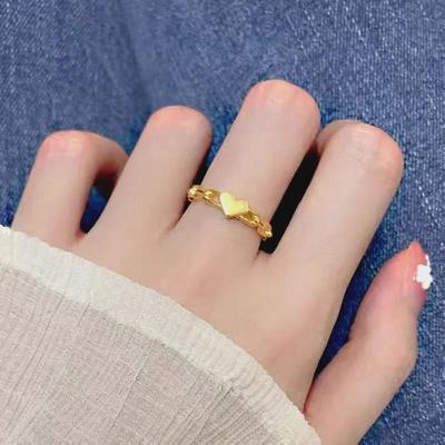 Anel de Amor Elegante em Aço Titânio - Design de Corrente que Não Desbota para Mulheres