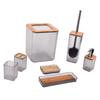 Bamboo Bathroom Accessories Set 7Pcs Soap Box Toothbrush Holder Kit for Home HotelGrey