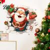 Saisonale Wandkunst 3D Weihnachtsmann Weihnachtsaufkleber, Durchbrechende Rentier Abnehmbare PVC-Fensteraufkleber, Winterferien Dekorationen für Wohnzimmer