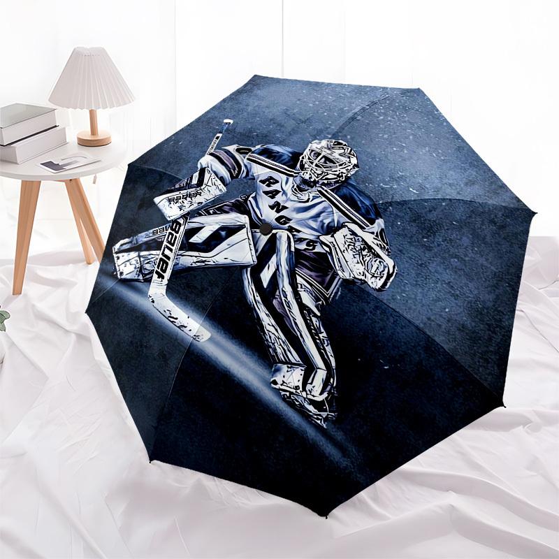 1pc Hockey Goalie Artwork Umbrella with Plastic Handle,Suitable for All Seasons UmbrellaPT436