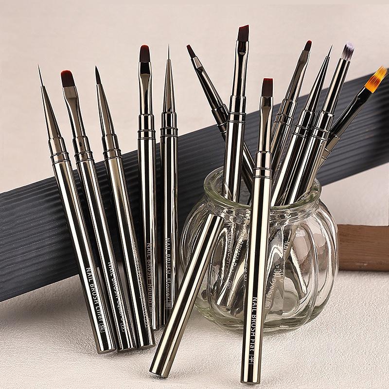 1Pcs Nail Art Brush Liner Brush Stripe Pattern Painting Brush Uv Gel Extension Drawing Carving Pen Diy Manicure Tool
