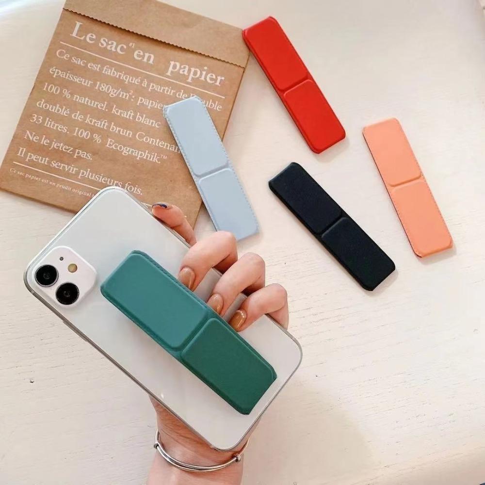 Folding Phone Holder Solid Color Push Pull Phone Rack Portable Phone Ring Buckle  for Creative Use