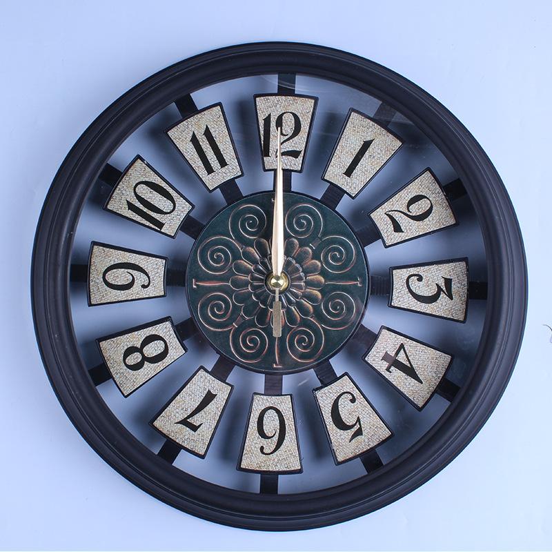 Retro Silent Wall Clock Living Room Home Bedroom Fashion Wall Clock Simple Creative Clock Personalized Restaurant Clock