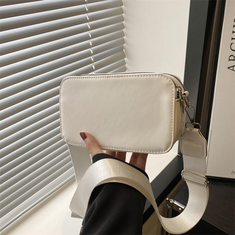 Summer Small Square Bag Simple Casual New Fashion Versatile Personality Design Wide Shoulder Strap Single Shoulder Messenger Bag
