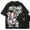 Vienaragis Gundam Marškinėliai RX-0 Vyrams Vintage Rūgštiniu Plovimu Mecha Destroy Režimas Streetwear Per dydį Retro Mobilusis Šarvuotis Japoniški Grafiniai Marškinėliai