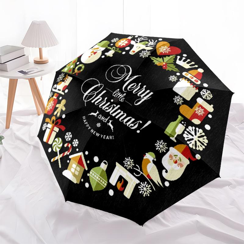 1pc Christmas Wreath Decorations Umbrella with Plastic Handle,Suitable for All Seasons Home Travel Outdoor UmbrellaDD217