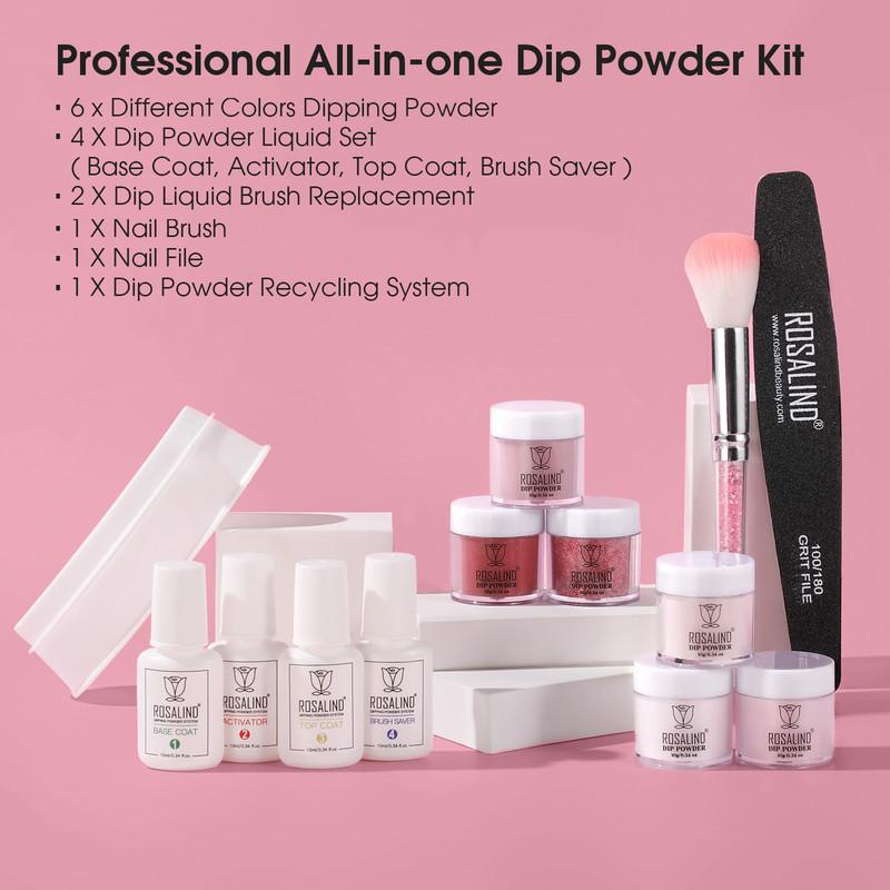 ROSALIND 10g 6PCS Dipping Powder Kit Shiny Activator Art Design Decorations