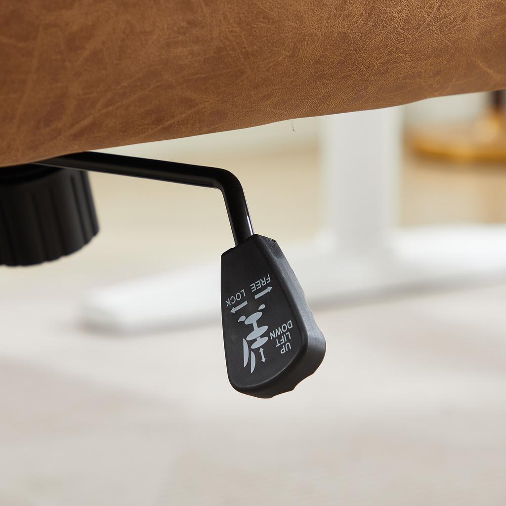 Faux leather, PU material, black base, height-adjustable, suitable for office, bedroom, vanity table and other environments. An office chair. Brown.