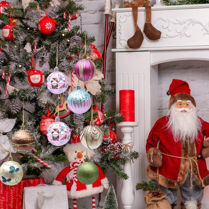 24/8PCS Glitter Painting Xmas Balls Set Christmas Tree Hanging Pendants Ball New Year Party Ornaments Home Decoration Supplies