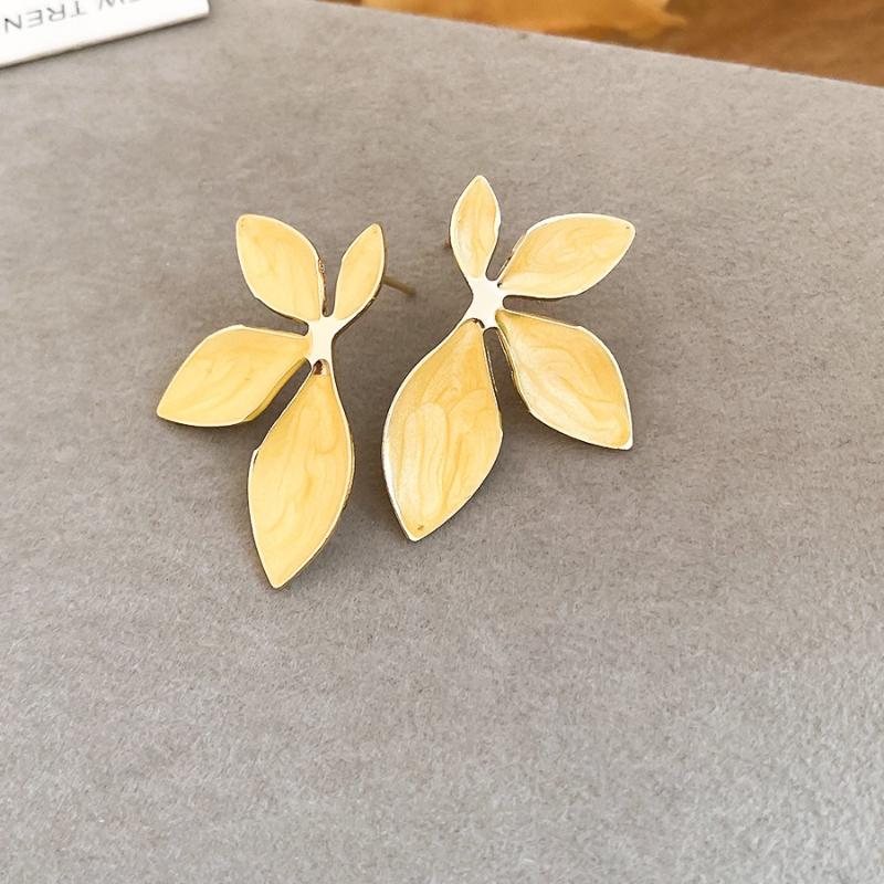 Vintage Metal Colorful Oil Dripping Flower Big Earrings For Women Sweet Simple Fashion Bohemia Trendy Jewelry Accessories Gifts