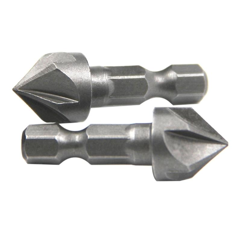 Pack of 5 Hexagonal Handle High Speed Steel Chamfer Drill Bits for Wood and Metal Drilling Woodworking Hole Opener Tool