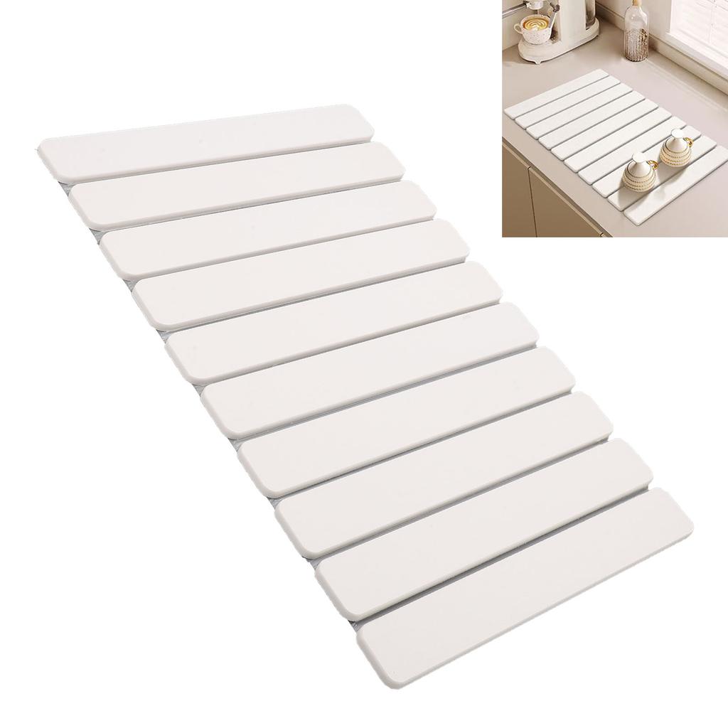 Stone Dish Drying Mat for Kitchen Counter Diatomaceous Earth Folding Water Absorbing Multi Purpose Dish Drying Pad