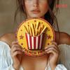 Vintage Metal Tin Sign Fries Wall Art, Retro Kitchen Poster, Bar Man Cave Decoration 8x8 Inch