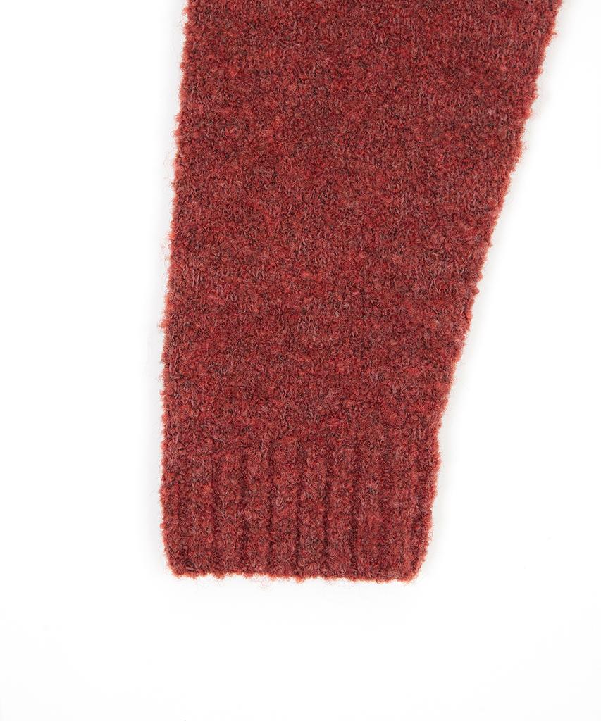NOIRER FOR WOMAN Boucle V-Neck Oversized Sweater (Red)