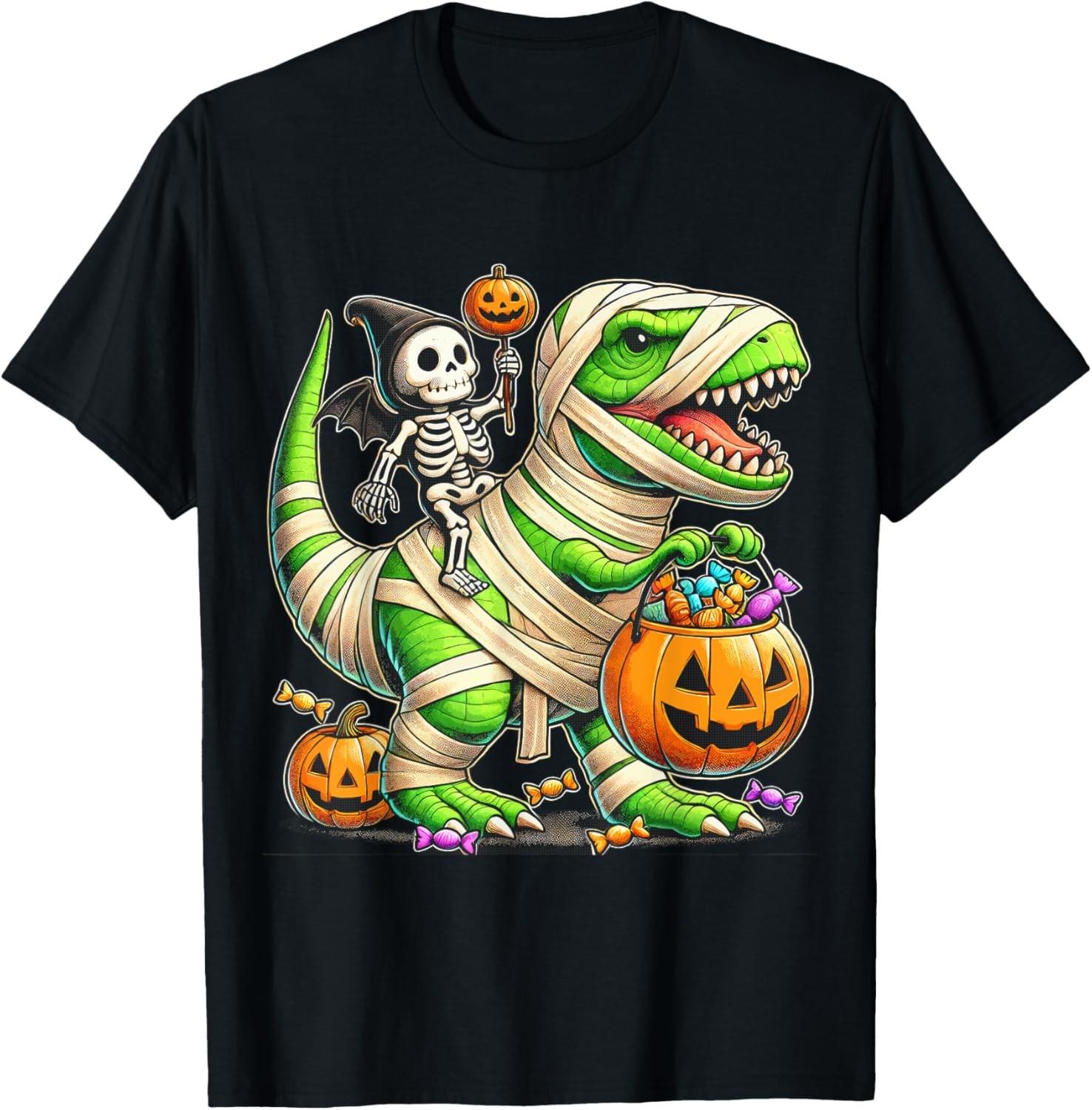 Halloween Funny T Rex Dinosaur Mummy Boys Trick Treat T-Shirt S разноцветный