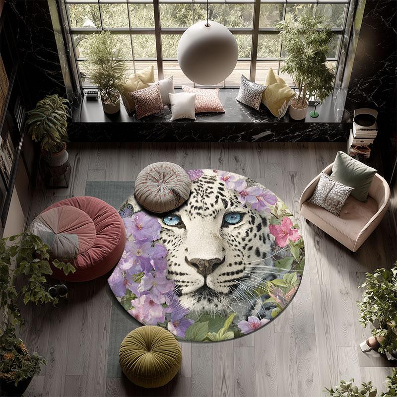 Leopard Pattern Round rug,Carpet Rug for Living Room Bedroom Playroom ,Non-slip Floor Mat,Holiday Gifts and Birthday Gifts.