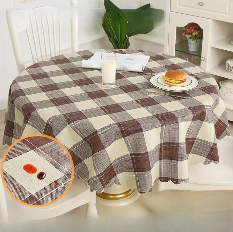 Proud Rose Waterproof Round Table Cloth PVC Oil-proof Table Cover European Household Round Plastic Dining Tablecloth Table Cover