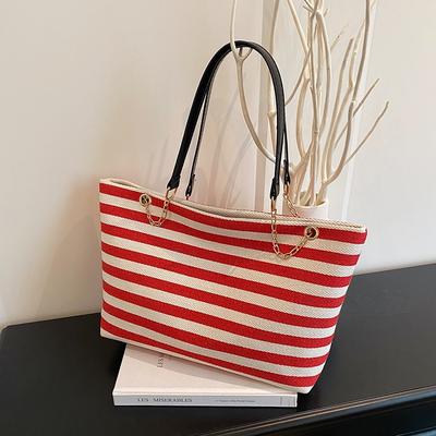 New Striped Shoulder Tote Bag Fashion Versatile Knitted Bag Handbag Lazy Versatile Women's Bag