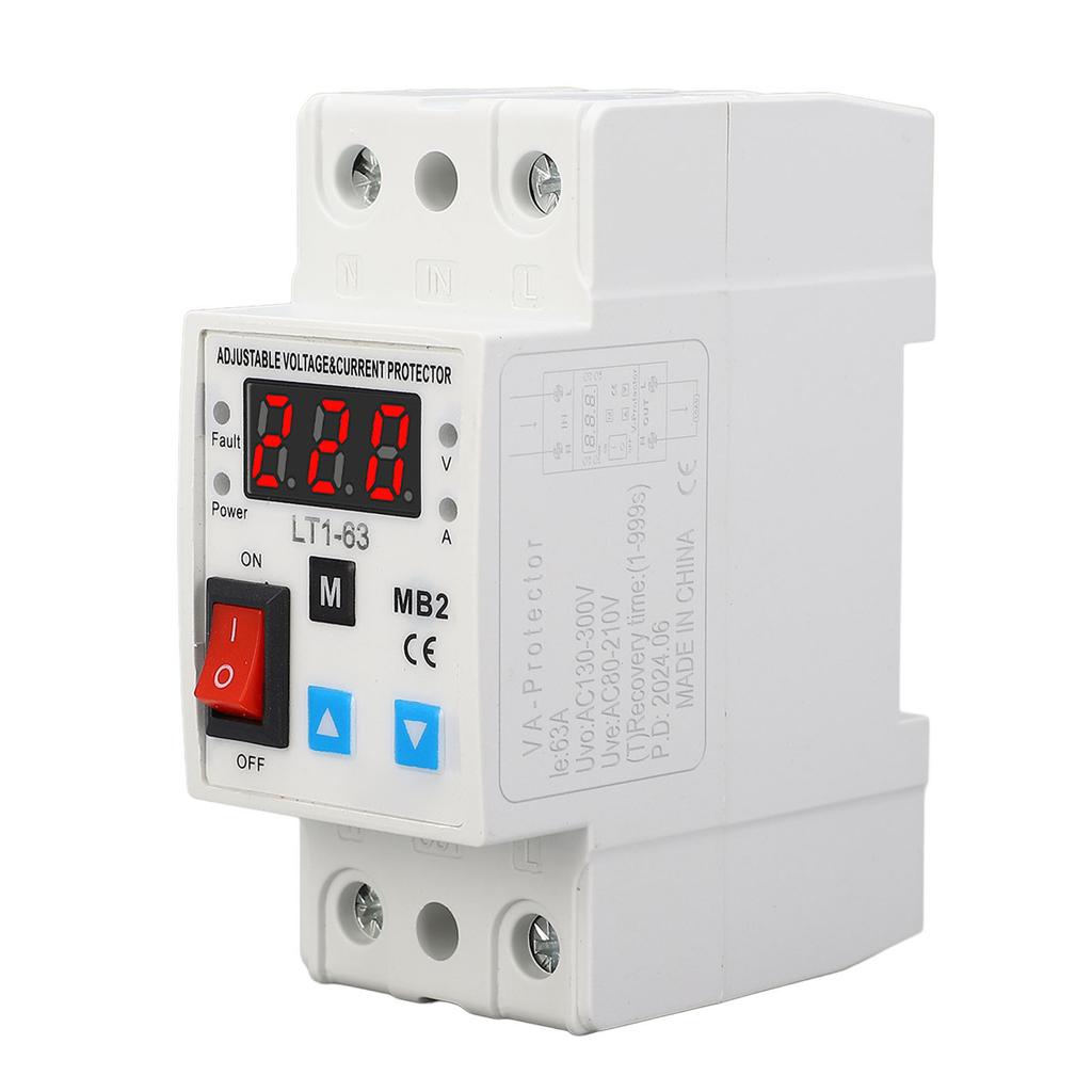 220V 63A Self Recovery Voltage Protector PA66 Housing Silver Conductor Voltage Protective Device