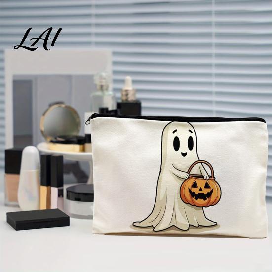 Makeup Storage Bag Halloween Bag Scratch Resistant Durable Canvas School Supply Organizer Zipper Toiletry Pouch for Cosmetics And Stationery Pencil