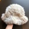 Women S Winter Warm Fluffy Rabbit Fur Blend Knit Bucket Hat