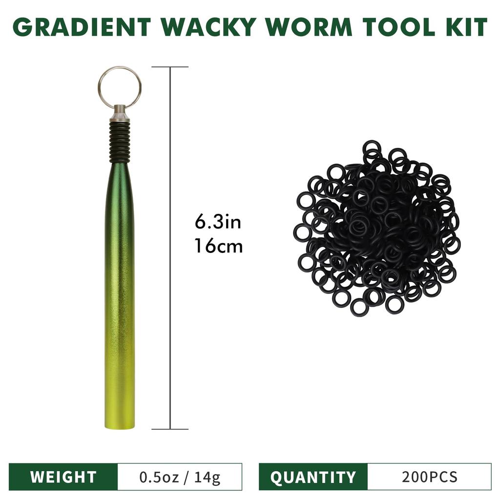 TRUSCEND Gradient Fishing Wacky Silicone Set for and Worm Downrigger Tube for Easy Installation 210-Piece O-Ring 3-4" 5-7" Lures, Ultra-Smooth