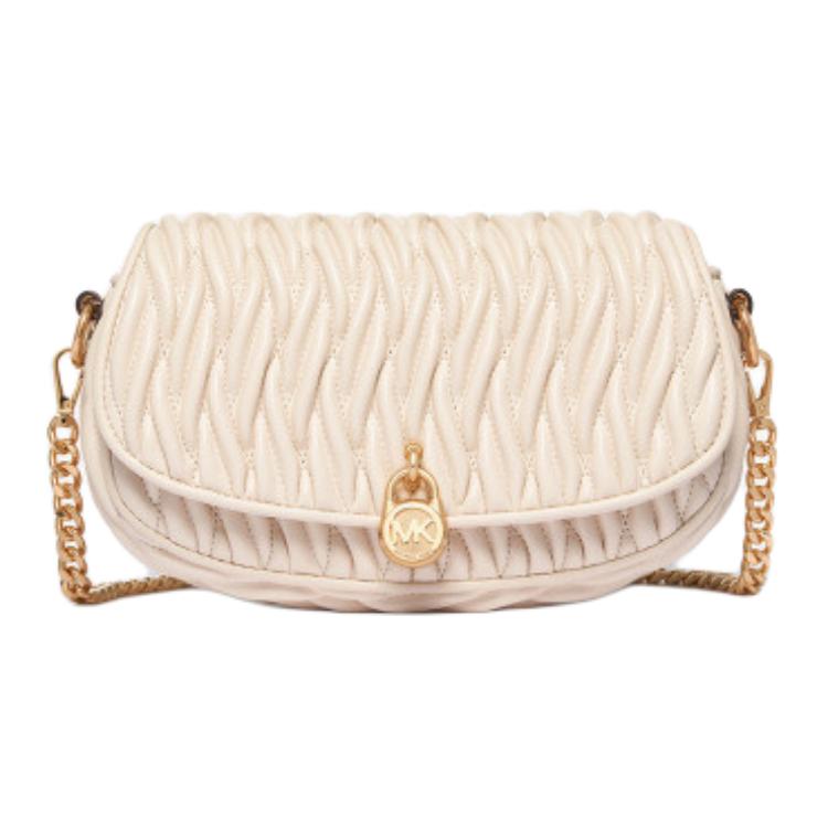 Michael Kors Mila Oval Flap Design Crossbody Bag Small Women bags Cream 35S6GIMC5Y-WHITE Basic Set (Bag+Dust Bag)
