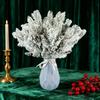 10/20/30Pcs Artificial Snowy Pine Branch 5 Fork Faux Greenery Stem Fake Plants Pick Xmas Holiday Wedding Party Home Decoration